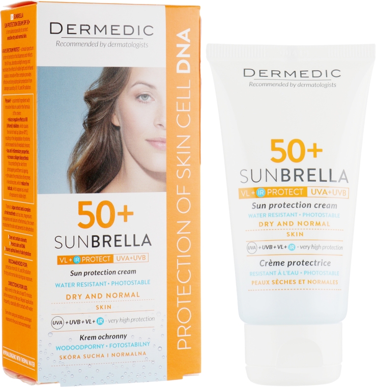 Солнцезащитный крем для сухой и нормальной кожи - Dermedic Sunbrella Sun Protection Cream Dry And Normal Skin SPF50+ — фото N1