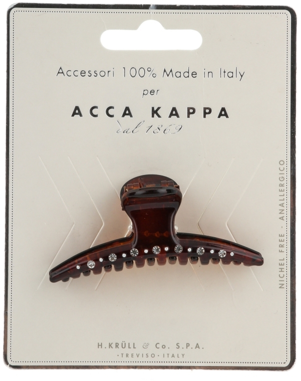 Краб для волос со стразами "Лодочка", коричневый - Acca Kappa — фото N1