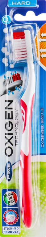 Зубна щітка "Oxigen", жорстка, червона - Piave — фото N1