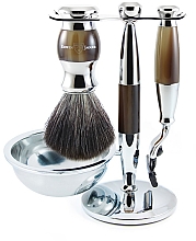 Духи, Парфюмерия, косметика Набор для бритья - Edwin Jagger Imitation Horn & Chrome 4 Piece Mach3 Set Black Synthetic