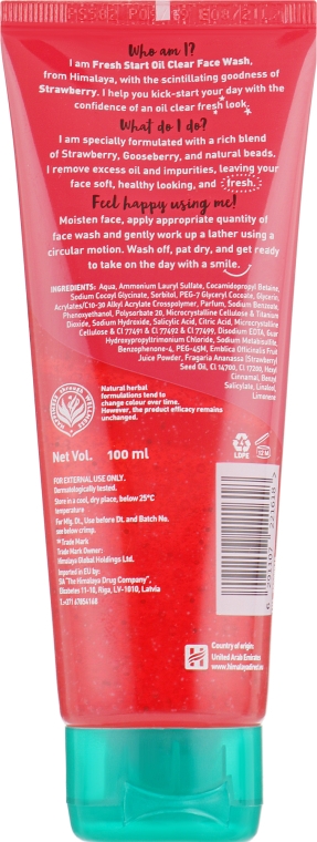 Гель для вмивання "Полуниця" - Himalaya Herbals Fresh Start Oil Clear Face Wash Strawberry — фото N2