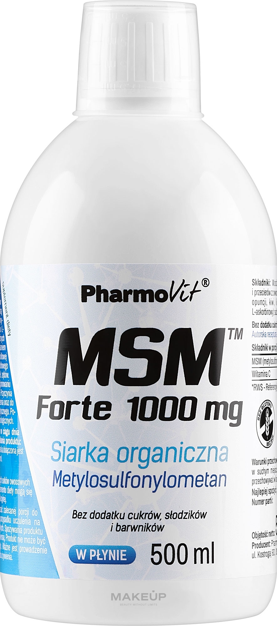 Харчова добавка "МСМ Форте", 1000 мг  - Pharmovit MSM Fotre 1000 Mg — фото 500ml