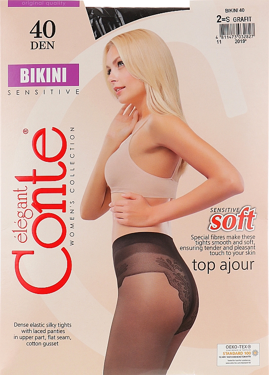 Колготки "Bikini" 40 Den, grafit - Conte