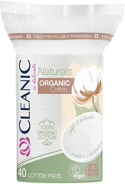 Ватні диски, квадратні, 40 шт. - Cleanic Naturals Organic Cotton Pads