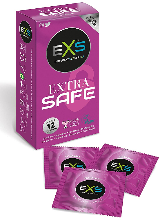 Презервативы утолщенные, 12шт. - EXS Condoms Extra Safe — фото N1