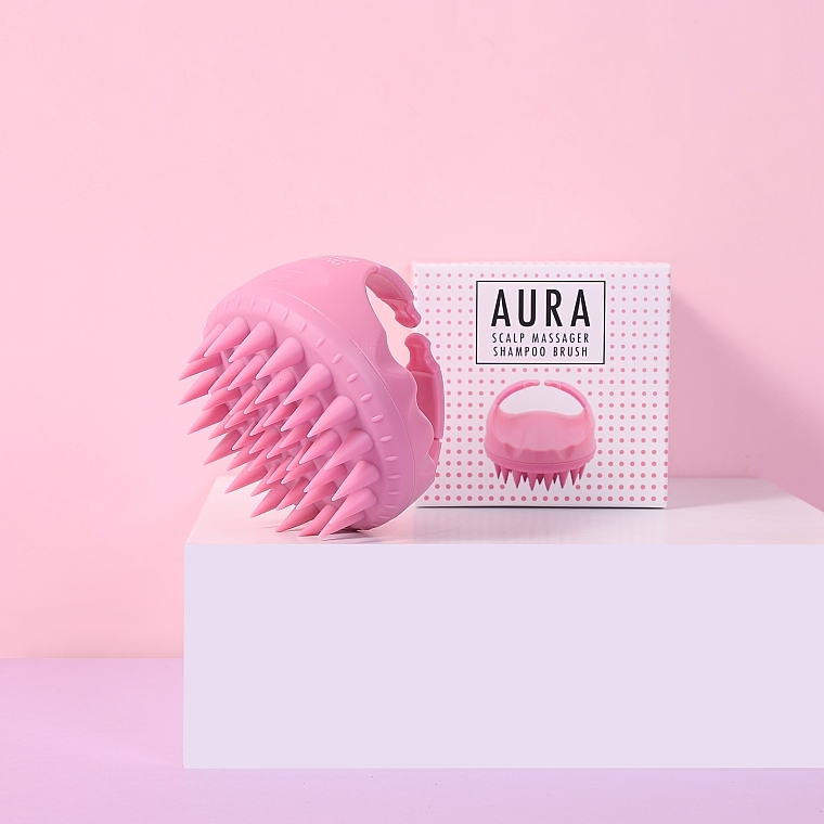 Щетка для шампуня и массажер кожи головы, розовая - Sister Young Aura Scalp Massager Shampoo Brush — фото N5