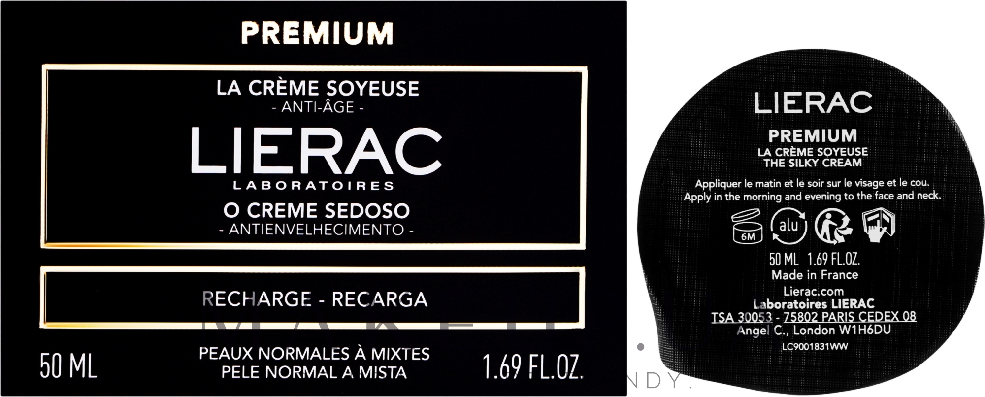 Антивіковий крем для обличчя - Lierac Premium The Silky Cream (змінний блок) — фото 50ml