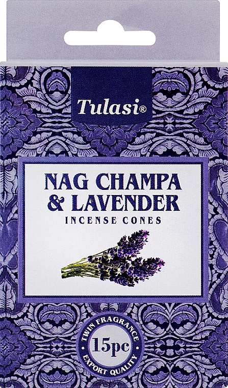 Благовония конусы "Наг Чампа и лаванда" - Tulasi Nag Champa & Lavender Incense Cones — фото N1