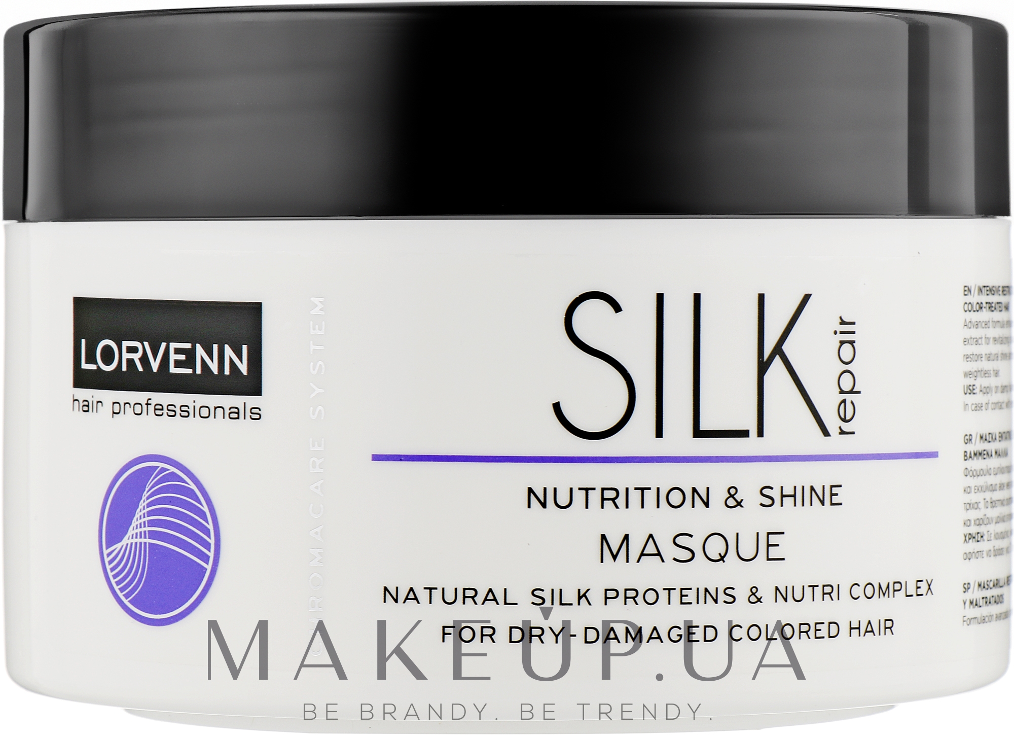 Интенсивная реструктурирующая маска с протеинами шелка для сухих, поврежденных, окрашенных волос - Lorvenn Silk Repair Nutrition & Shine Mask — фото 500ml
