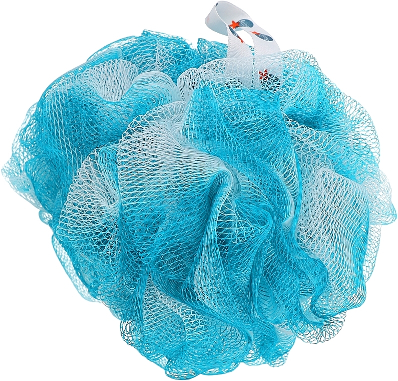 Мочалка синтетична, екстравелика, біло-блакитна - Balmy Naturel Bath Pouf Double Color XXL — фото N1