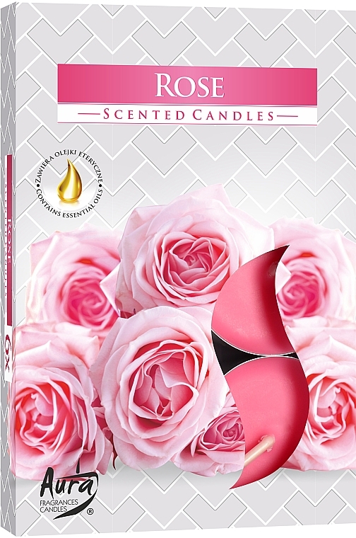 Чайные свечи "Роза" - Bispol Rose Scented Candles — фото N1