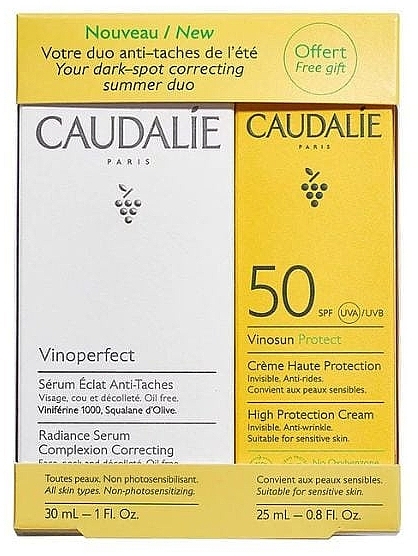 Набор - Caudalie Vinoperfect Serum & Suncare Set 2023 (cr/25ml + ser/30ml) — фото N1