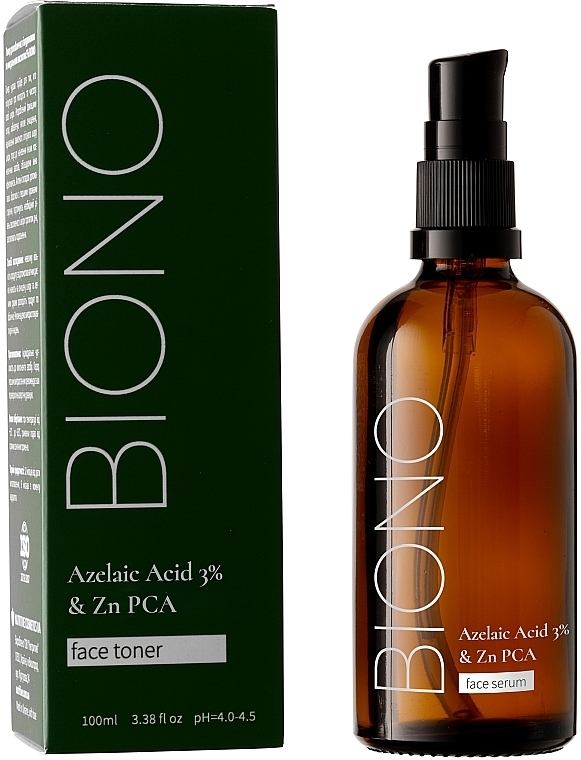 Тонер для лица с азелаиновой кислотой 3% - Biono Azelaic Acid 3% & Zn PCA Face Toner — фото N2