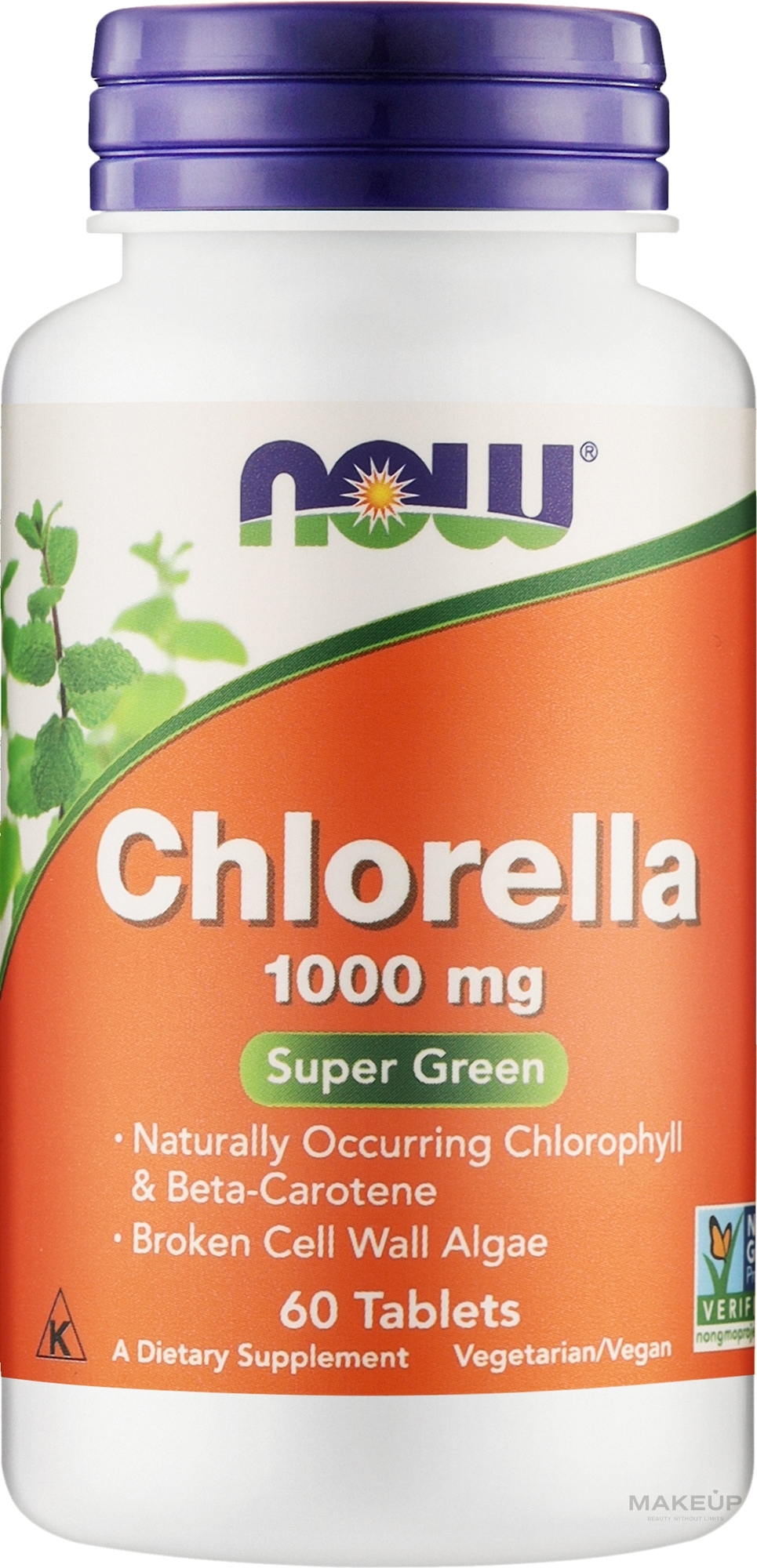 Натуральна добавка Хлорела, 1000 мг - Now Foods Chlorella — фото 60шт