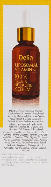 Сыворотка для лица, шеи и декольте с витамином С - Delia Face Neck Skin Serum Vitamin C — фото N3