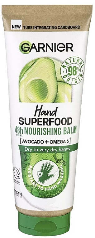 Зволожувальний крем для рук з авокадо - Garnier Hand Superfood 48h Nourishing Balm — фото N1
