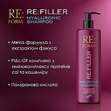 Гиалуроновый шампунь для объема и увлажнения волос - Re:form Re:filler Hyaluronic Shampoo — фото N4