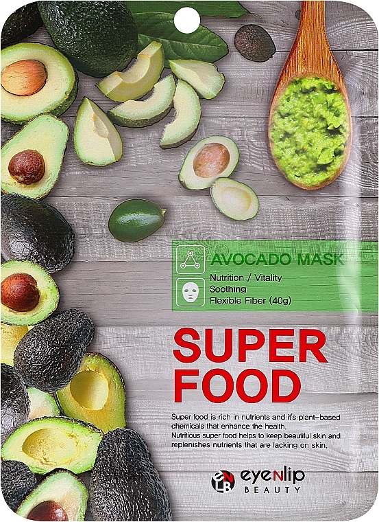 Тканинна маска для обличчя "Авокадо" - Eyenlip Super Food Avocado Mask — фото N1