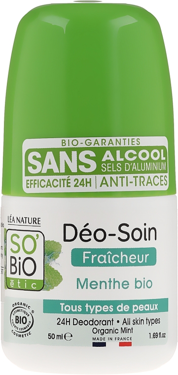 Дезодорант шариковый с бамбуковой пудрой - So’Bio Etic Deo Fresh Deodorant Mint All Skin Types